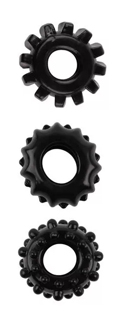 Set mit 3 weichen Cockringen Gear Up Schwarz