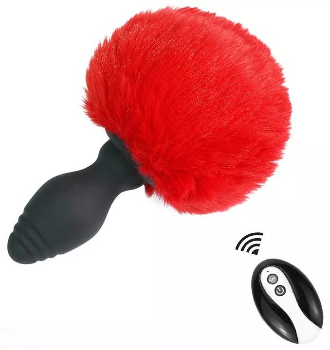 Vibro-Plug mit Pompom Tailyvibe 6,5 x 3,1cm Rot