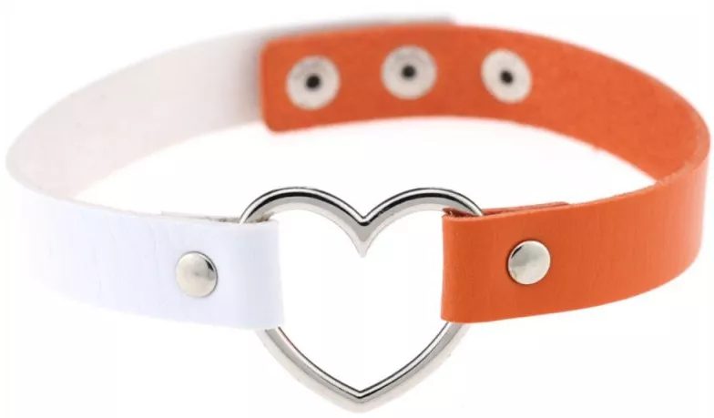 Halsband Heart Duo Weiß-Orange