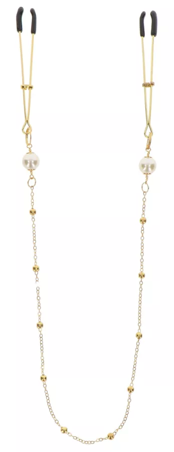 Brustwarzen-Klemme mit Kette Tweezers Pearls Taboom Vergoldet