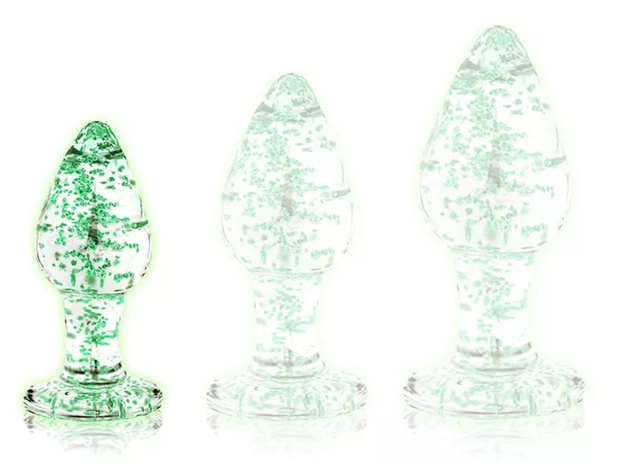 Phosphoresziercender Glasplugs Butt Glow S 6 x 2,7cm