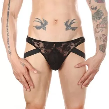 Lowstic Spitzen Jockstrap Schwarz