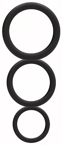 Set von 3 schwarzen Cockringen aus Silikon