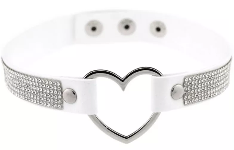 Heart Strass Choker White