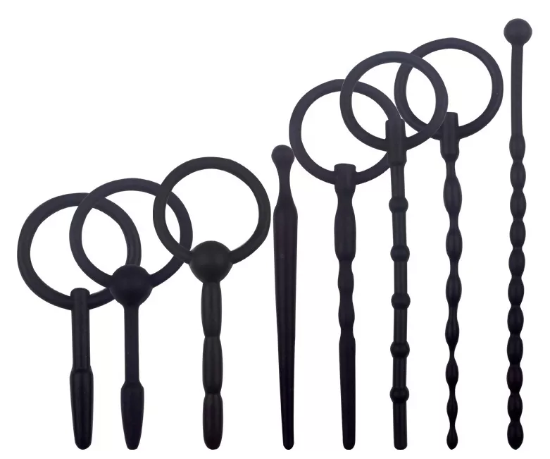 Set mit 8 Harnröhren-Stäben aus Silikon