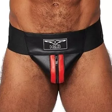 Jockstrap aus Leder Mister B Schwarz-Rot