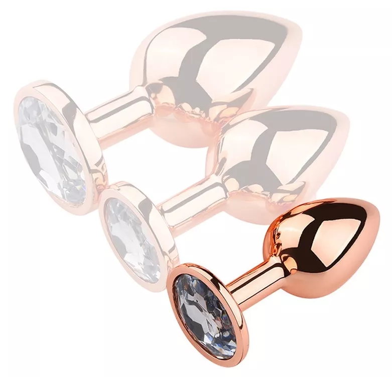 Anal-Schmuckplug PinkyGold S 6.5 x 2.7cm transparentes Juwel