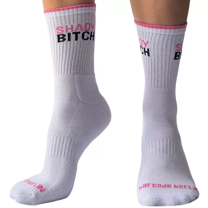 Weiße Socken Shady Bitch Barcode