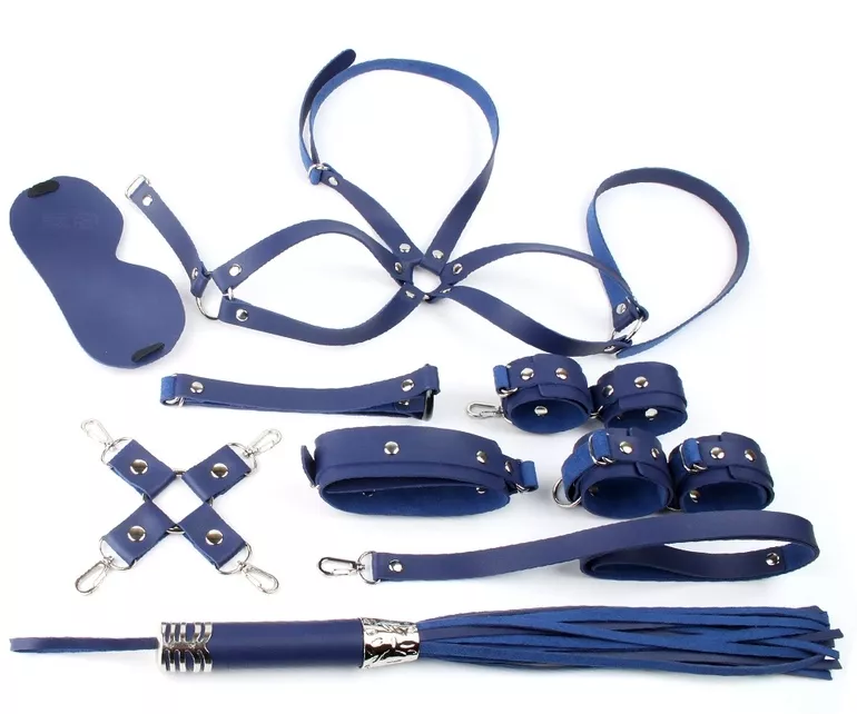 BDSM Set Bondage Obedience 10 Teile Blau