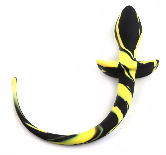 Staart butt plug Hondenstaat Dog Tail 7.5 x 3.1cm Zwart-Geel
