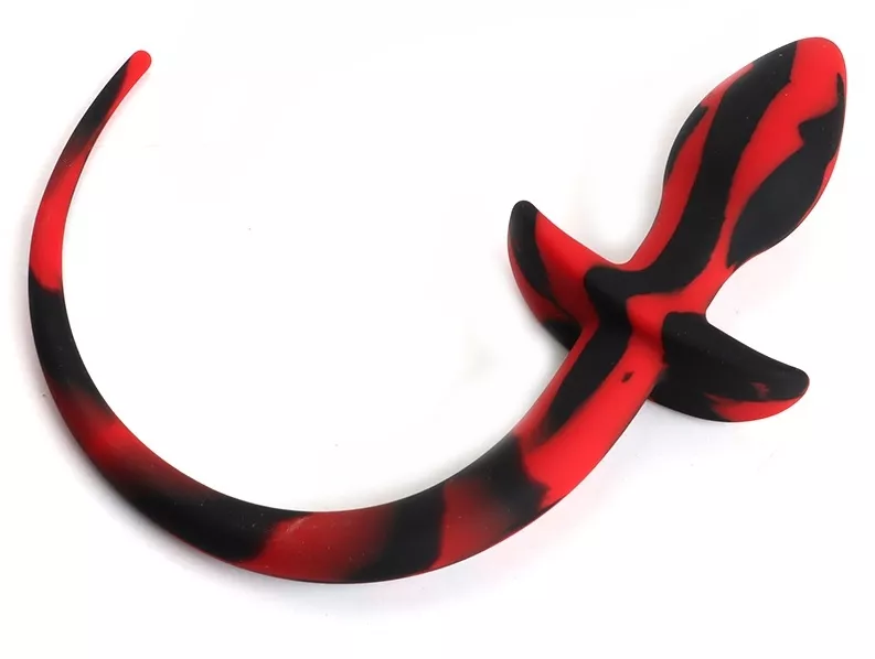 Plug Hundeschwanz Dog Tail 7,5 x 3,1cm Schwarz-Rot
