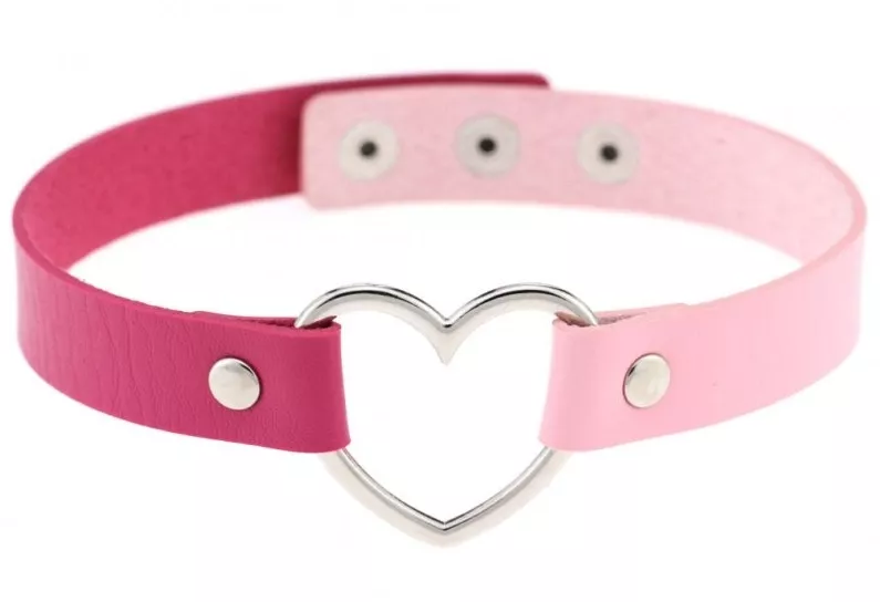 Heart Duo Choker Pink-Fuchsia