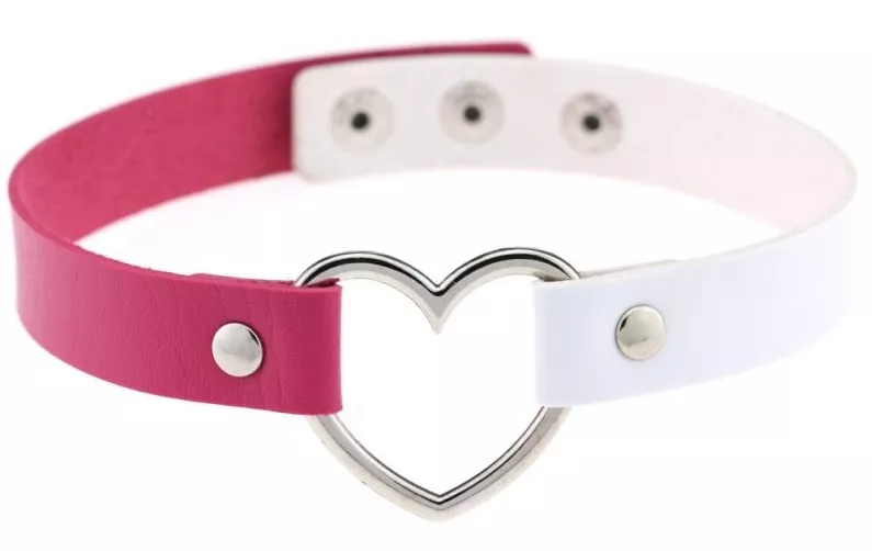 Heart Duo Choker Fuchsia-White
