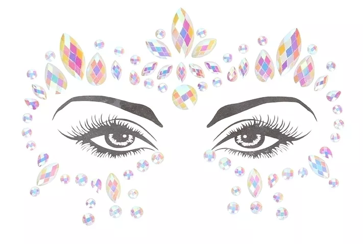 Phosphorescent Eye Contour Rhinestone Stickers Glow Jewelry