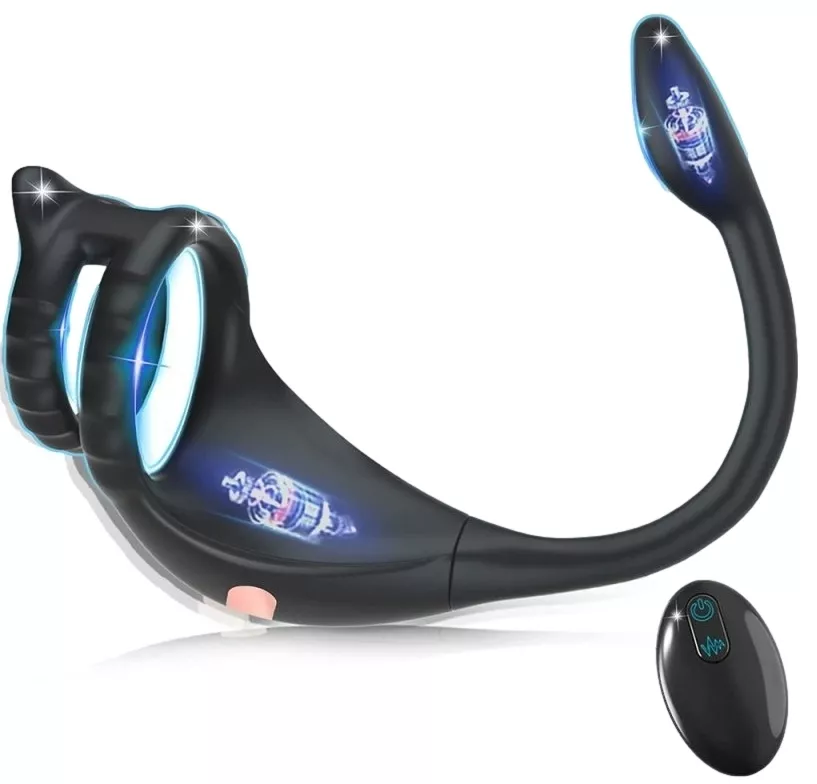 Cockring und vibrierender Plug Knight 9 Vibrationen 42mm