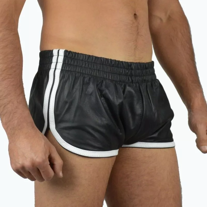 Short Kunstleder Sports Line Schwarz-Weiß