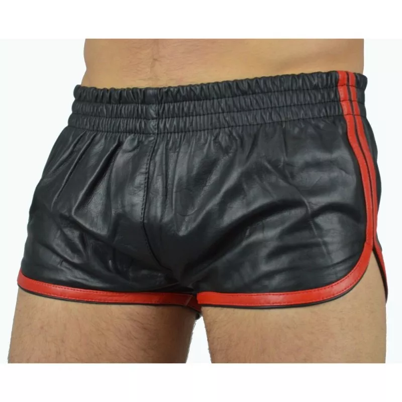 Short Kunstleder Sports Line Schwarz-Rot