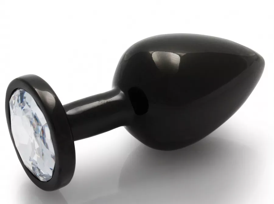 Round Gem M Anal Jewel 7 x 3.3 cm Black-Transparent