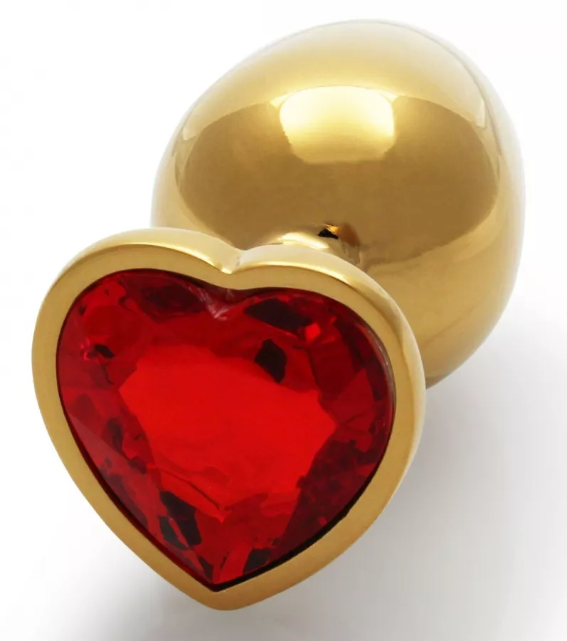 Heart Gem M Anal Jewel 7 x 3.3 cm Gold-Red