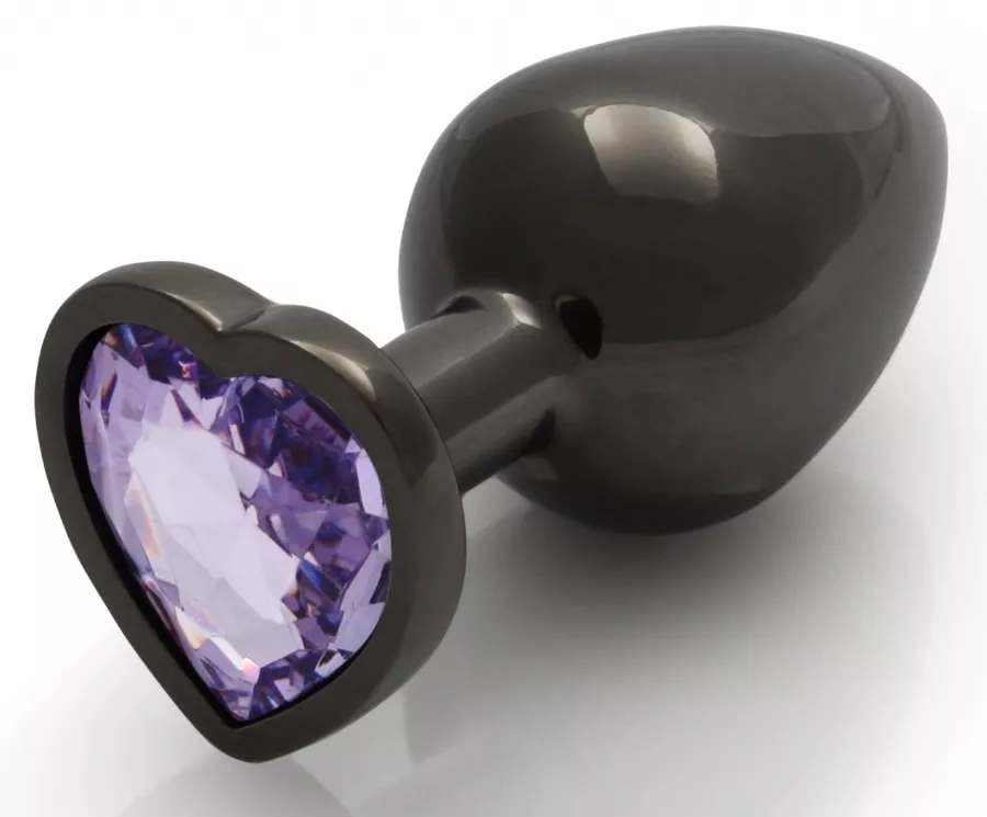 Anale juweel Heart Gem L 8 x 4cm Zwart-Violet