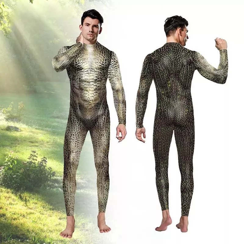 Cosplay-Anzug Reptil Schlange Grün