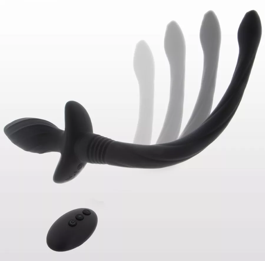 Vibrerend Plug met Hondenstaart Wiggle Tail 9 x 4cm Zwart