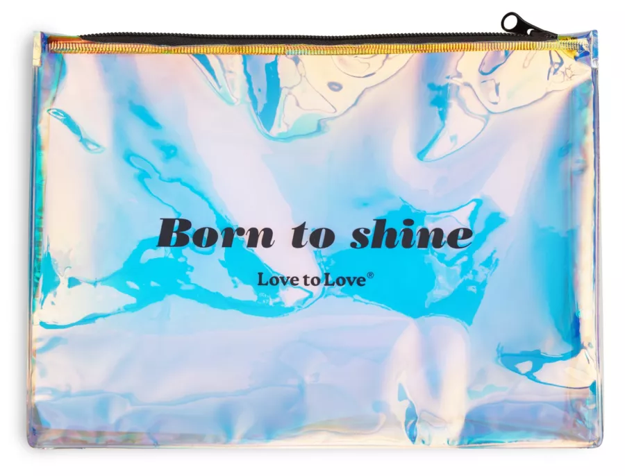 Born to Shine Aufbewahrungstasche mit schwarzem Reißverschluss