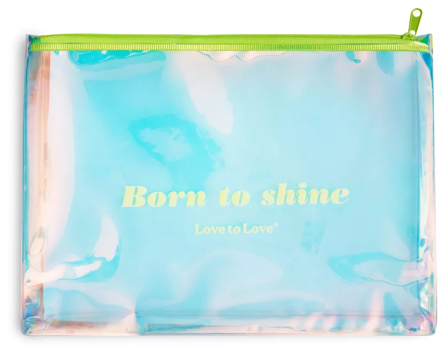 Born to Shine Aufbewahrungstasche mit gelbem Reißverschluss