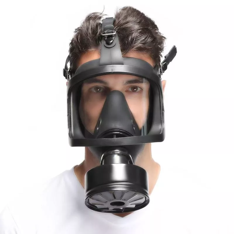 BDSM Gas Mask FULL VISU Black