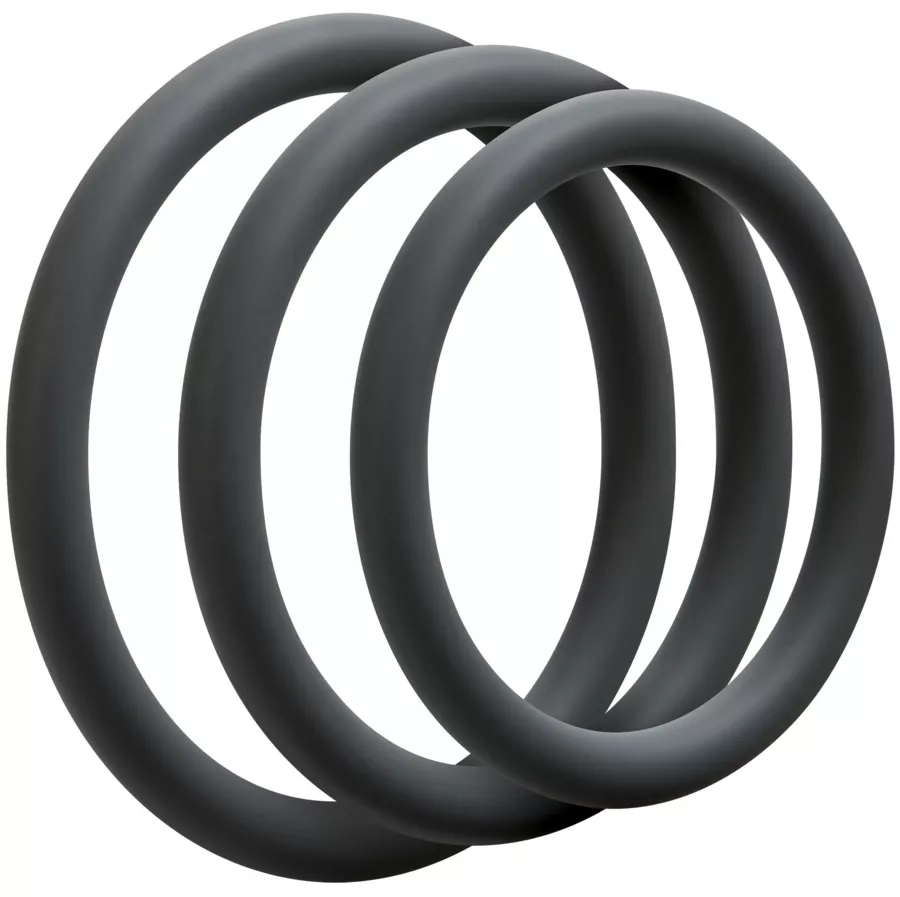 Set aus 3 dünnen Silikonringen Grau