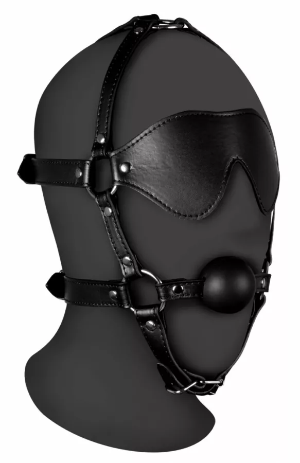 Muilkorf Gag met Bal en Masker Gag Xtreme Zwart