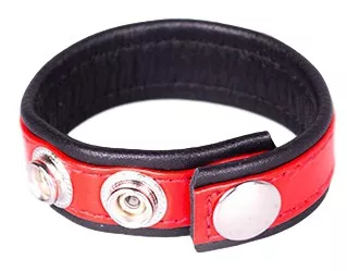 Roter und schwarzer Leder Penisring