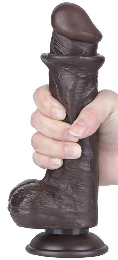 Dildo mit Hodensack Sliding Skin 15 x 4,5cm Schwarz