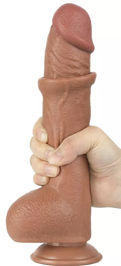 Dildo Sliding Skin 18 x 4.7cm Braun