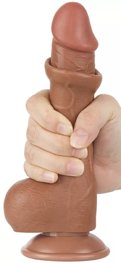 Dildo met Balzak Sliding Skin 13 x 3.8cm Bruin