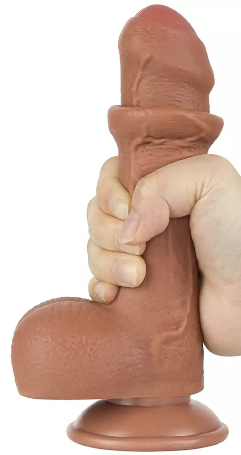 Dildo Sliding Skin 12 x 3.7cm Bruin