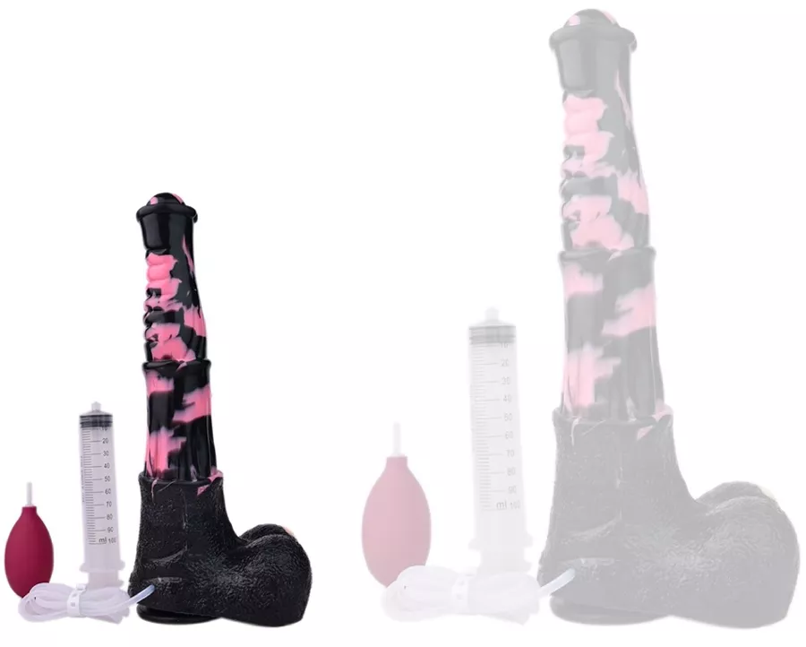 Ejakulierender Dildo Horse Tinulf Squirt M 19 x 5cm Schwarz-Rosa
