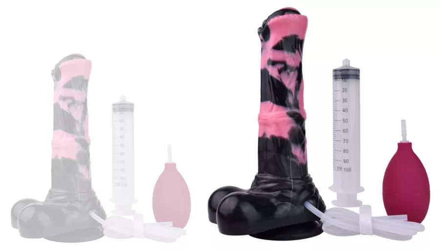 Dildo Ejaculerend Hurulf Squirt L 31 x 8cm Zwart-Roze