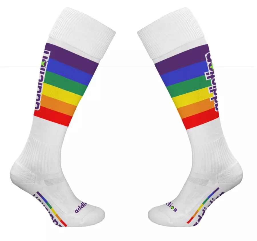 High Socks Pride Football White-Rainbow