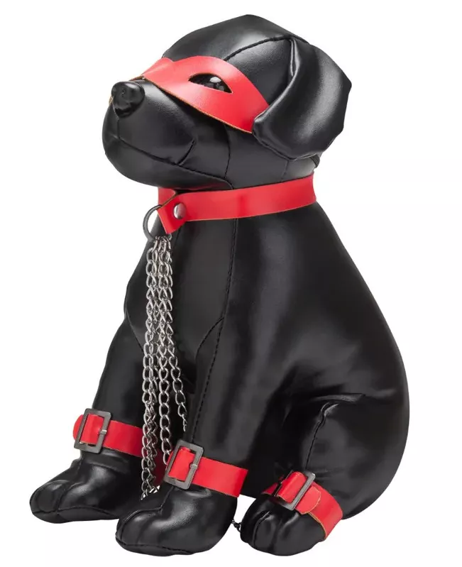 Faux Leather Pup Captain Chains 24cm Black