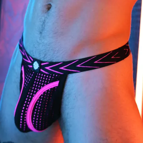 String Dickmatized Schwarz-Neon-Rosa
