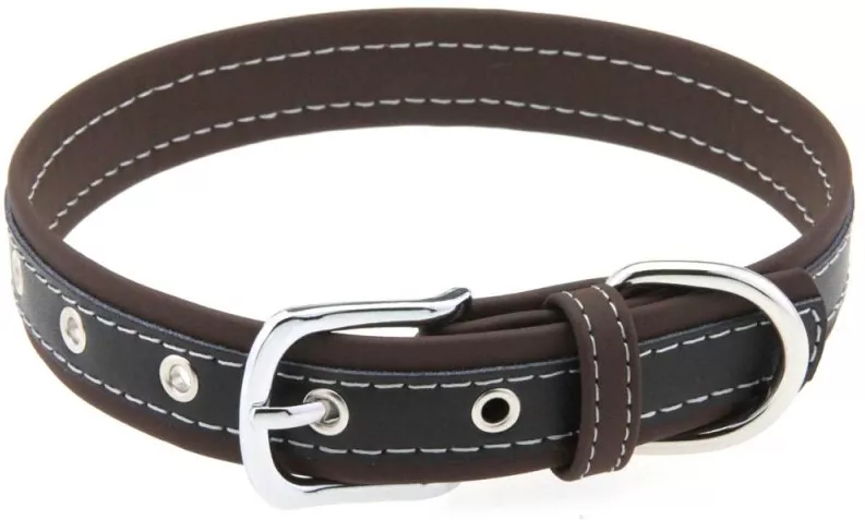 Zweifarbiges Kunstleder-Halsband Contrasted Braun