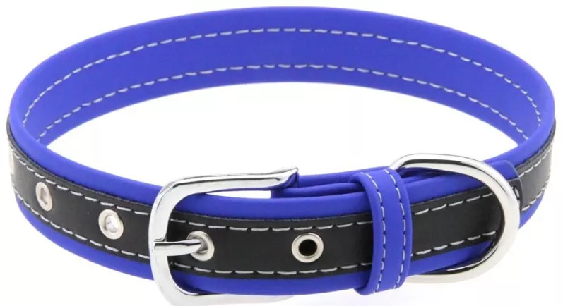 Zweifarbiges Kunstleder-Halsband Constrated Dunkelblau