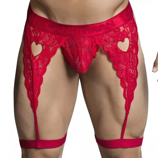 String Strumpfhalter Spitze Peitho Rot