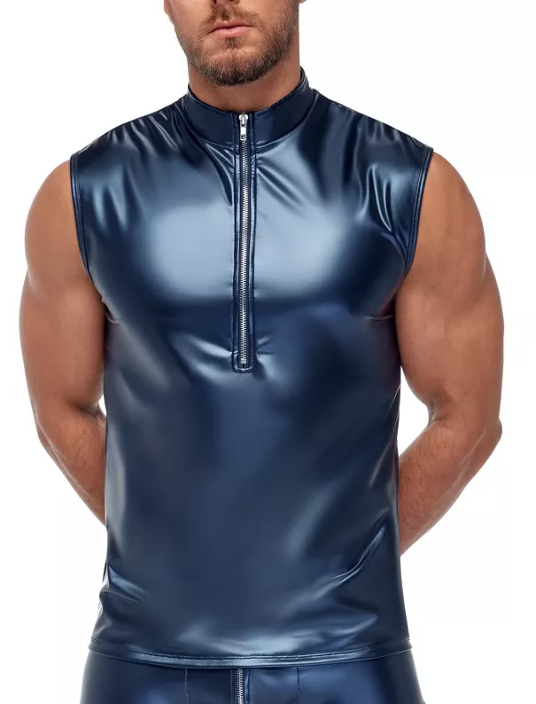 Tanktop mit Reißverschluss Top Andio Metallisch Blau