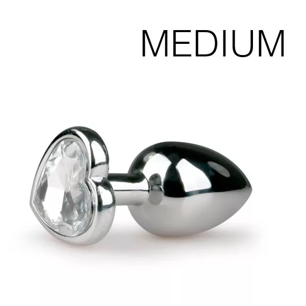 Silber Schmuck-Butt-Plug Herzform - Medium 7.1 x 3.2 cm