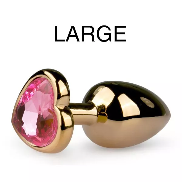 Analplug Schmuckstein Gold Herz - LARGE 8.2 x 3.8 cm
