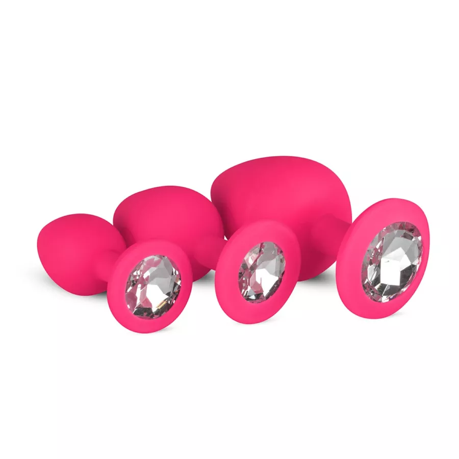 Set von 3 rosafarbenen Schmuck-Plugs Diamond