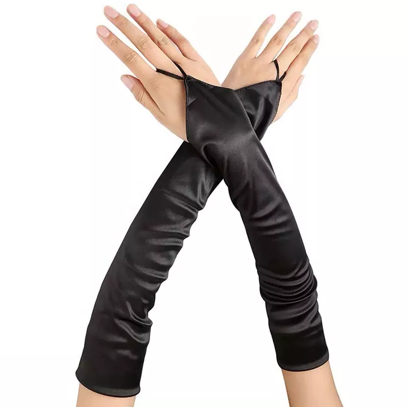Lange Handschuhe Satin Gloves Schwarz