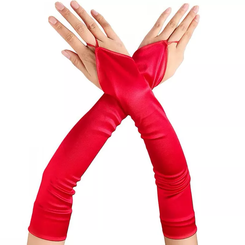 Lange Handschuhe Satin Gloves Rot